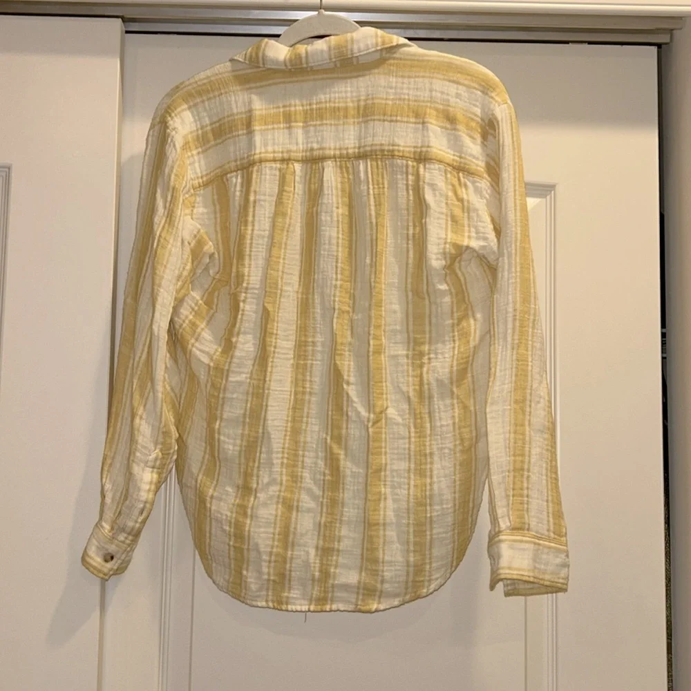 Anthropologie Side-Button Tunic Top Butter Yellow